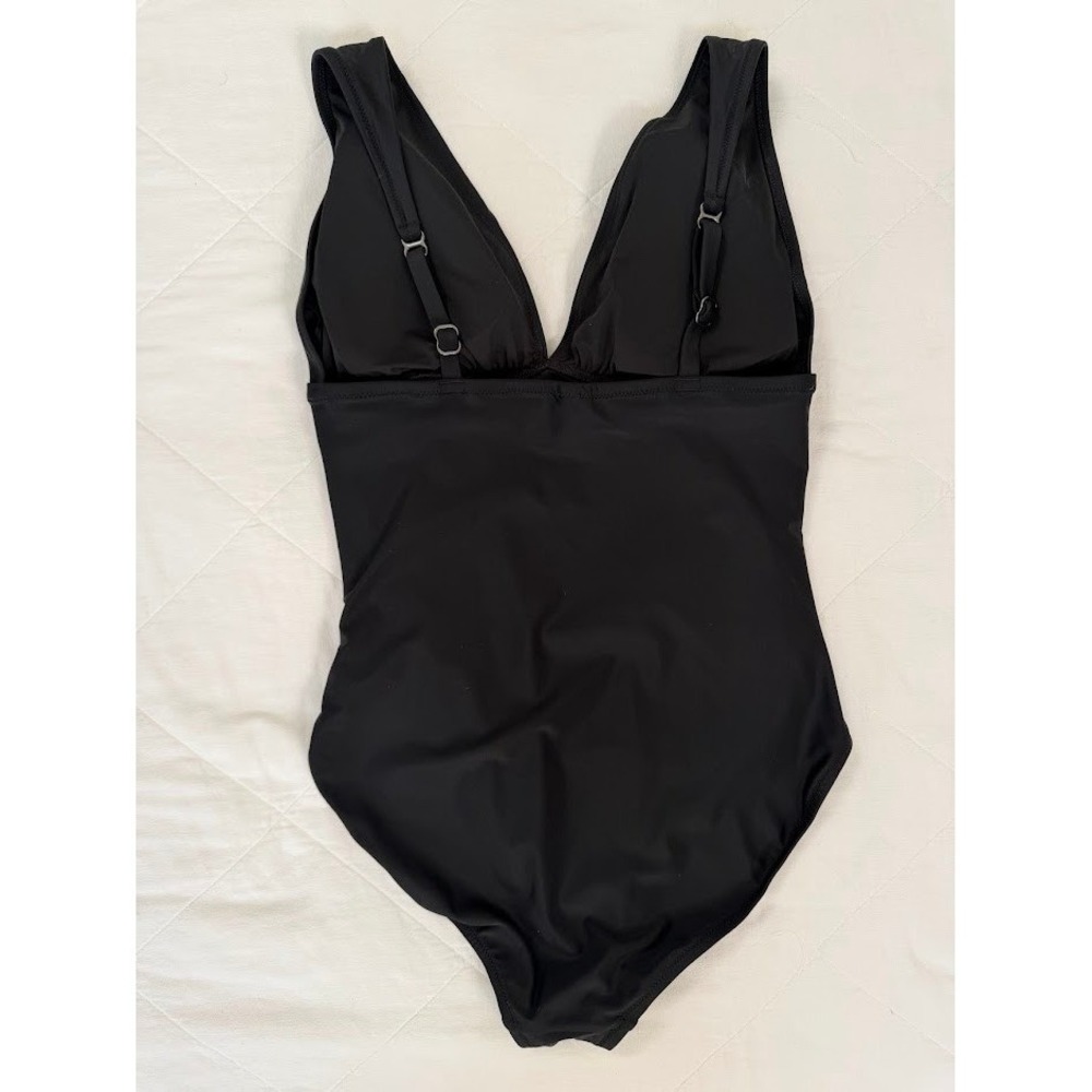 J.Crew Ruched V-Neck One-Piece Swimsuit Black NWT Womens Large - Picture 6 of 8